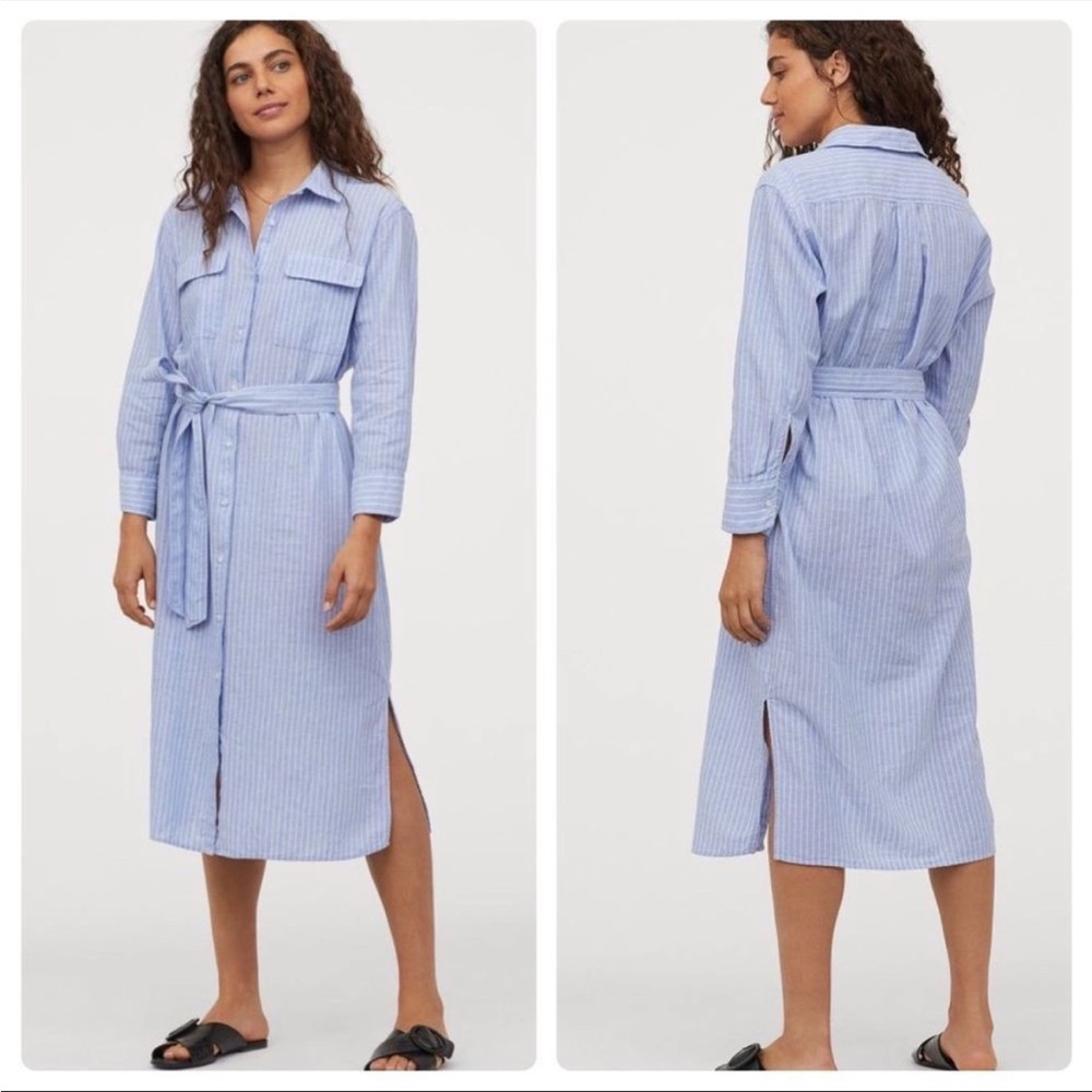 H&M Linen Striped Shirt Dress
